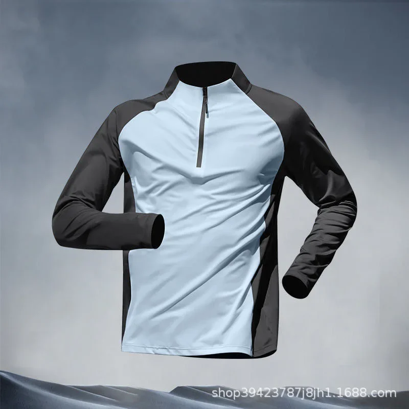 Sports Track and Field T-shirt Running Fitness Clothes Half-zip Training Clothes Men\'s Quick-drying Long-sleeved Trousers Suit