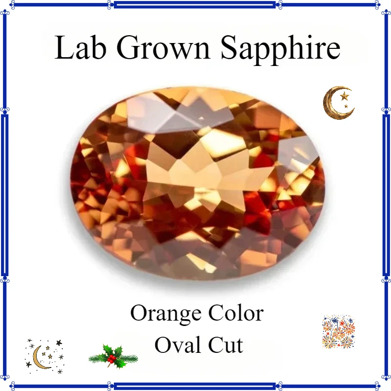 

Oval Cut Lab Grown Sapphire Orange Color Loose Gemstones For Jewelry Making Selectable AGL