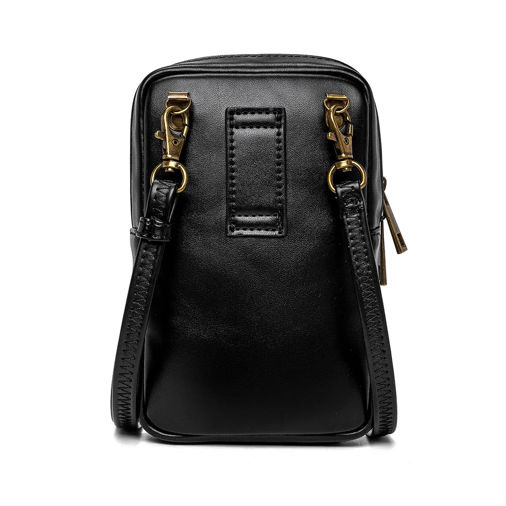 Punk Ladies Skull Head Rivet Single Shoulder Crossbody Bag Mobile Phone Bag Wearable Belt Motorcycle Knight Small Backpack view 2