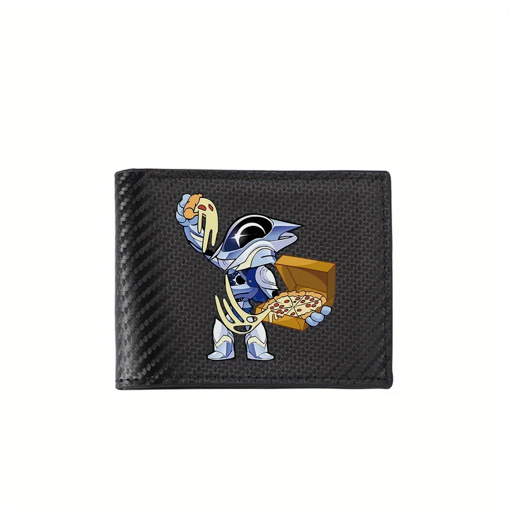 Knight holding pizza and slice. Food delicious. Men's Wallets Simple Business Modern Stylish Printing Design Gifts For Father Bo