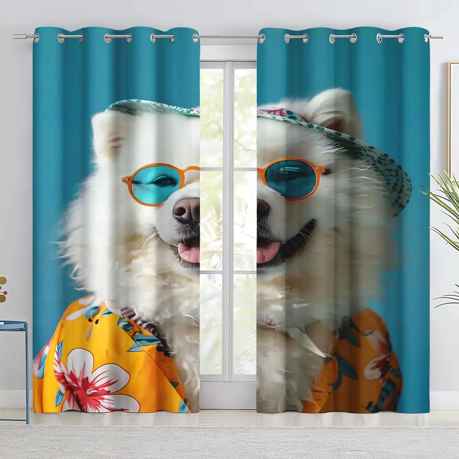 3D Funny Animal Blowing Bubble Gum Curtains Cute Dog Cat Zebra Alpaca Print Window Blackout Drapes Home Bedroom Living Room
