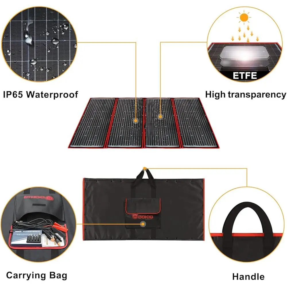 300W 휴대용 태양 전지 패널 키트 접이식 충전기 18V 2개의 USB 출력 12V 배터리 발전소 캠핑 RV 비상