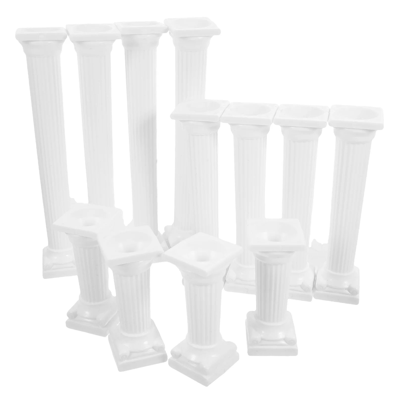 

12 Pcs Square Octagonal Roman Column Shooting Props Scene Decoration Architectural Sand Table Dollhouse Pillar for Mini