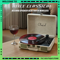 Record Speaker Bluetooth Portable Handheld Vinyl Record Player Turntable Three Speed Adjustable Ruby Stylus Cube Sound Output