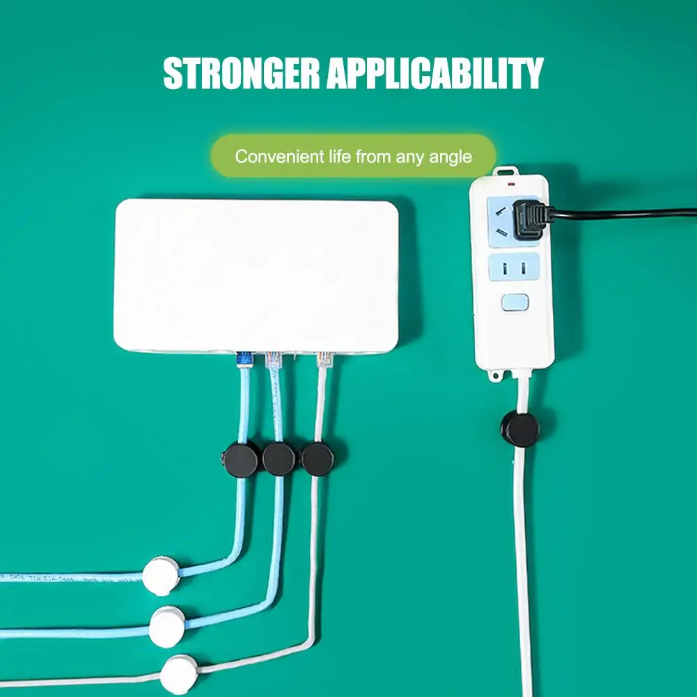 3/6pcs Round Magnetic Cable Organizer Clips For Desktop Phone Charging Cord Management Holder Home Office Adhesive Wire Kee A6q2