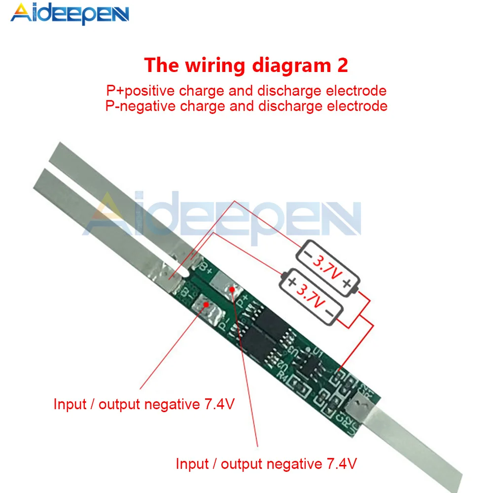 2 Strings 7.4V 4.5A 6A 7.5A 9A 18650 Lithium Battery Short Circuit Charging Protection Board Module For Li-ion Battery Cell Pack