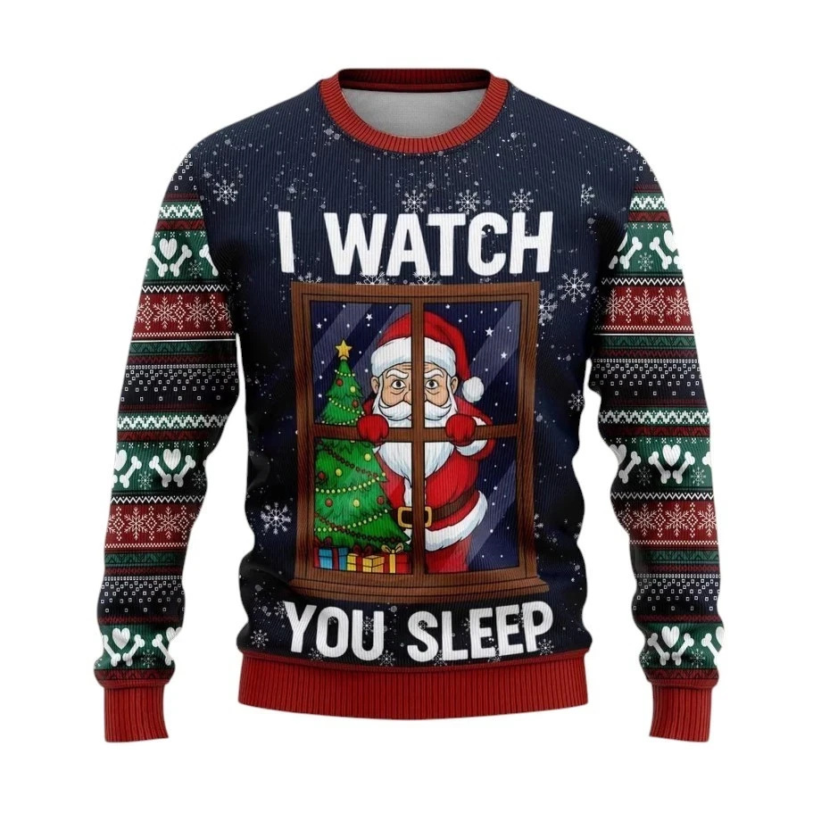 

С Рождеством Колобок Графические толстовки Санта-Клауса Уродливый рождественский свитер для женщин Одежда Повседневные мужские пуловеры