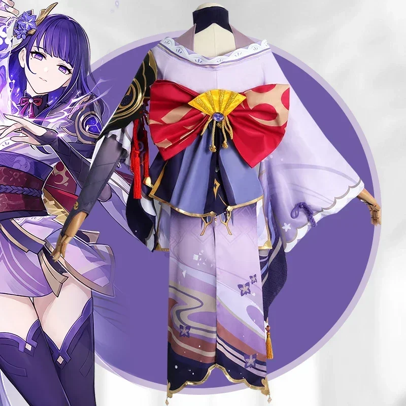 Genshin Impact Raiden Ei косплей костюм для взрослых карнавальная форма парик аниме Хэллоуин маскарад Raiden Shogun Beelzebul Outfi # 1 # В