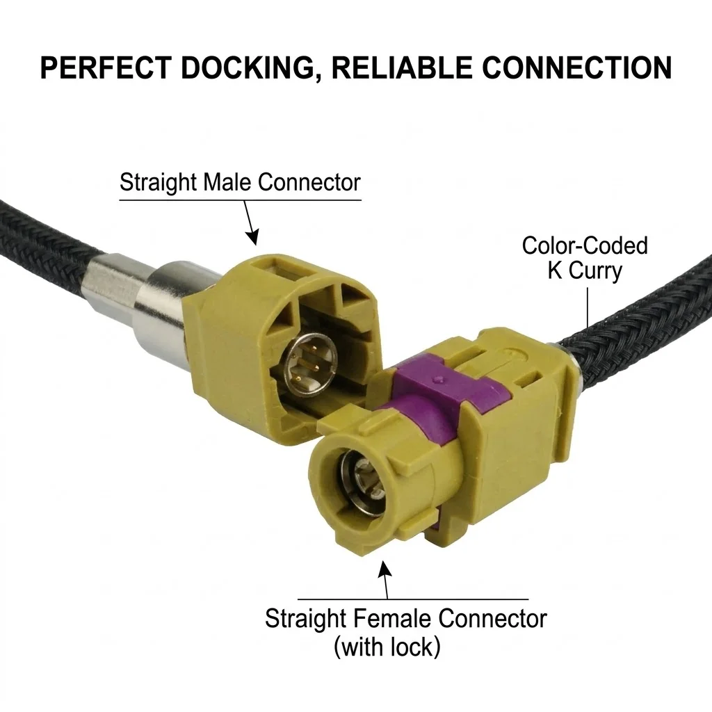 Eightwood Custom FAKRA HSD New Vehicle High-speed Transmission FAKRA HSD Code K Curry LVDS 120cm Shielded Dacar 535 4-Core Cable