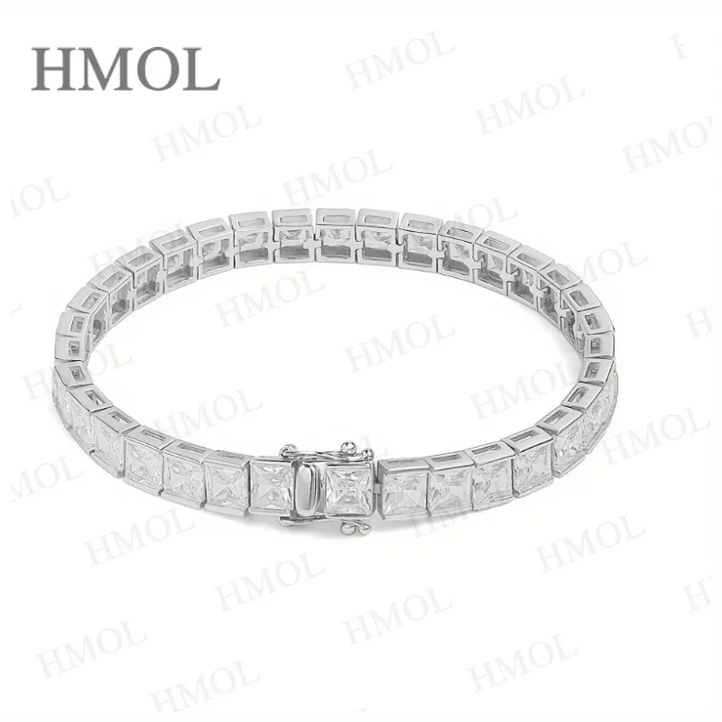 

925 Sterling Silver Lab Gemstone Zircon Bracelet 5mm D Color VVS1 With GRA Hip-Hop Tennis Bracelet Party Jewelry For Women Men