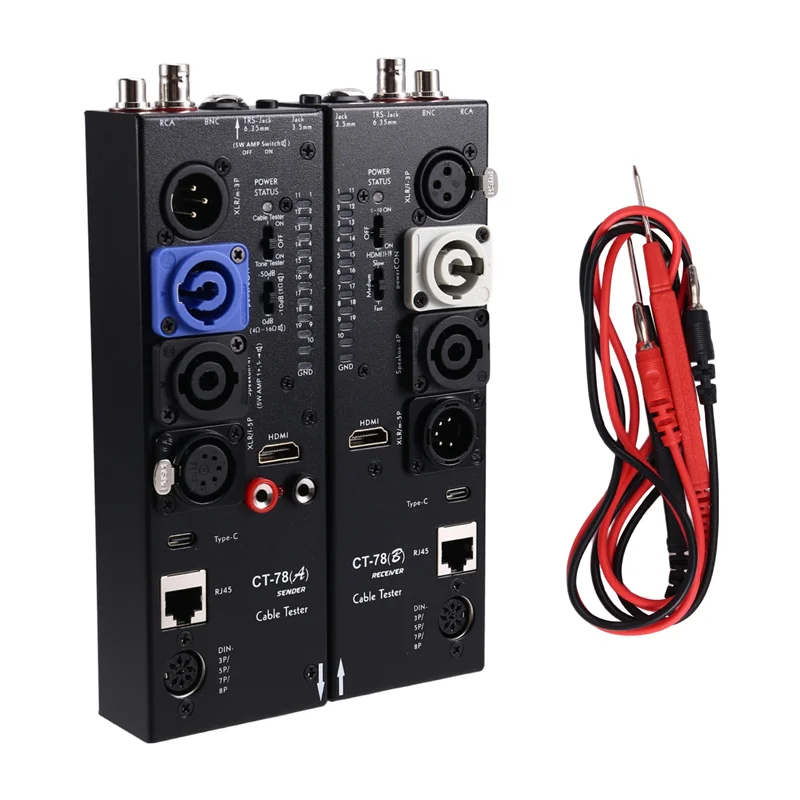 جهاز اختبار كابل الصوت CT78 XLR متعدد الوظائف، متوافق، كشف تلقائي، وفصل عن بعد في جهاز واحد-ABIU