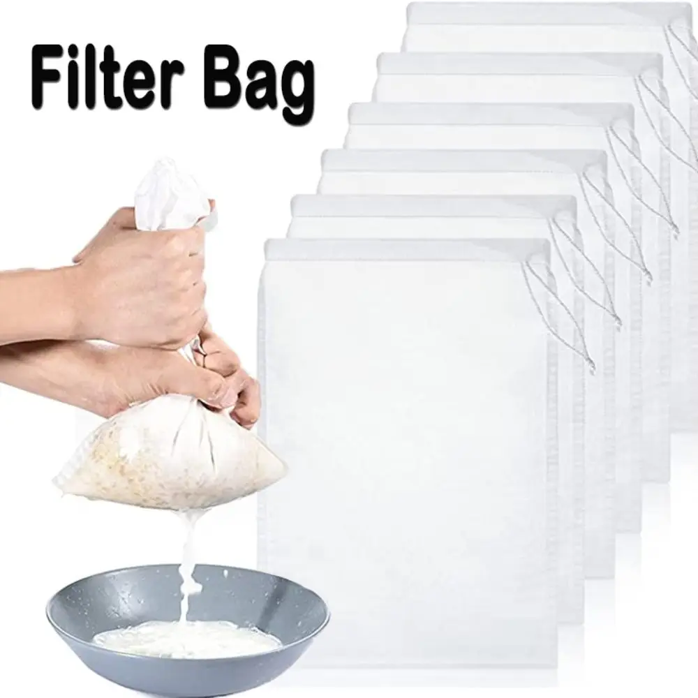 1Pc 100/200/300 Mesh Nylon Filter Bag For Tea Soybean Milk Juice Wine Reusable Ultradense Household Filter Residue Bag