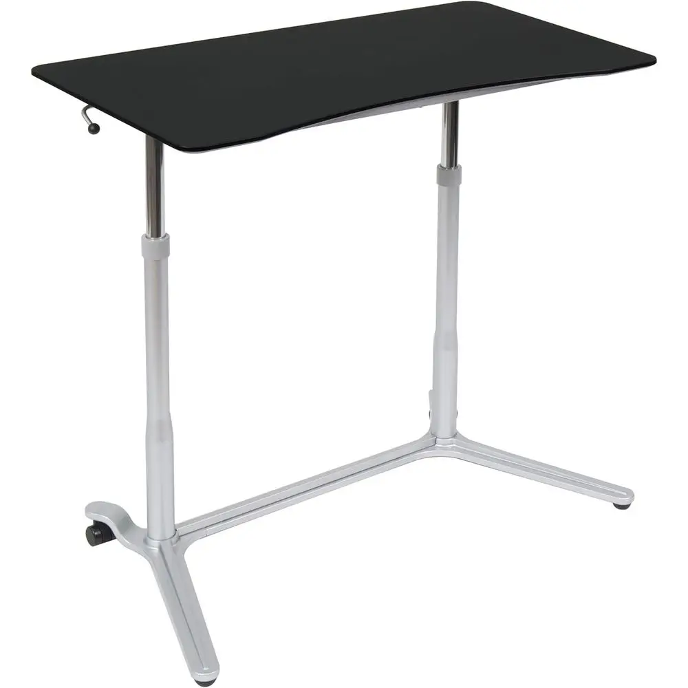 Adjustable Height Desk, Silver/Black, 37.5 Inch