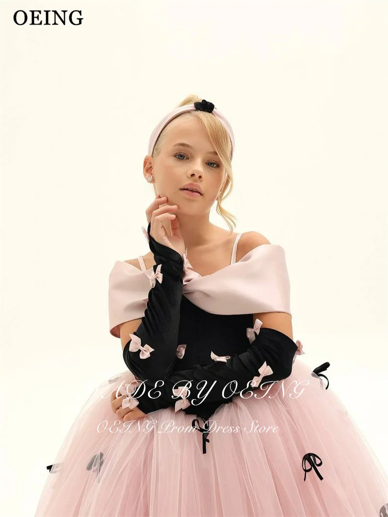 BOEING Luxus Ball Blumenmädchenkleider Schulterfrei Applikationen Hochzeitskleid Bodenlang Prinzessin Geburtstagskleid Maßgeschneidert