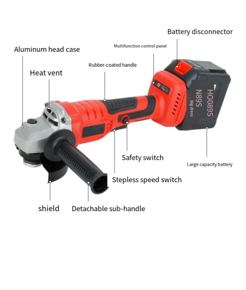 Wireless lithium battery charging angle grinder  machine hand grinding light cutting machine hand grinding wheel industrial