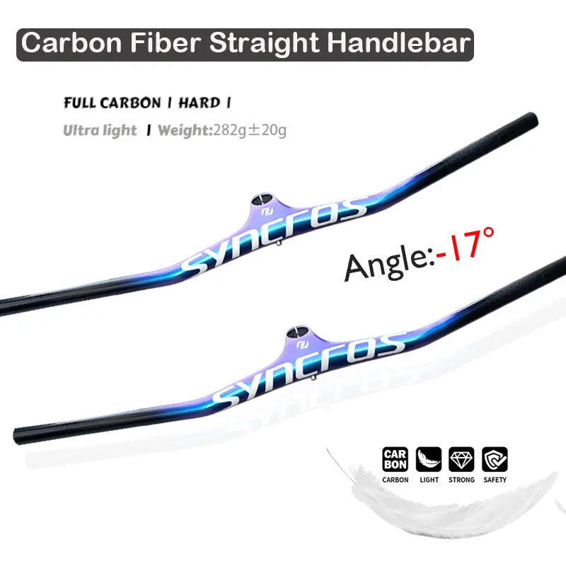 Syncros Carbon MTB-Lenker und integrierter Vorbau, 28,6 mm Mountainbike-Lenker mit -17-Grad-Winkeloptionen, 60/70/80/90/100 mm