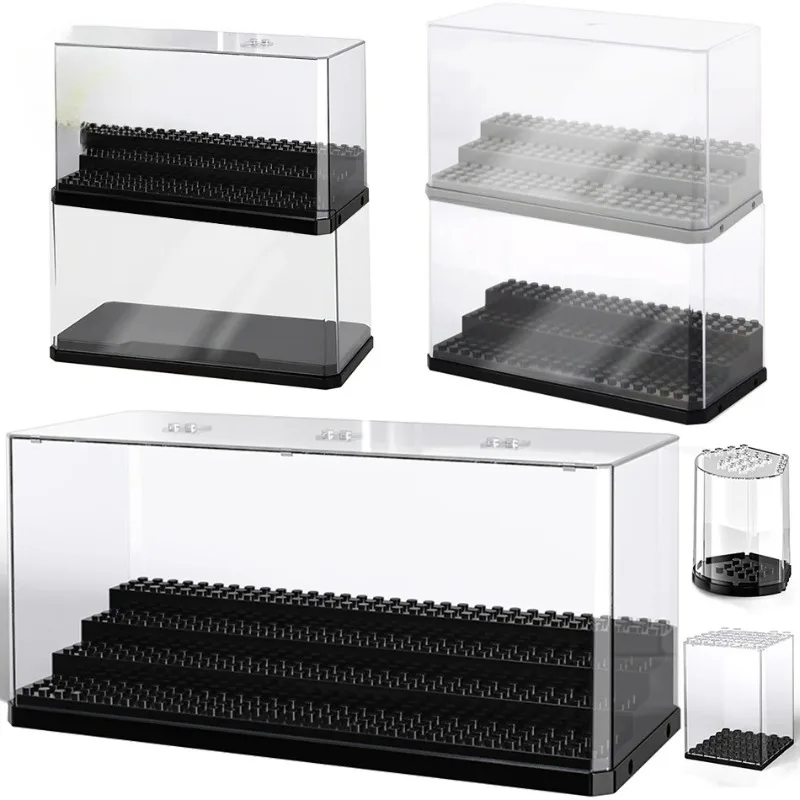 Building block doll exclusive display box transparent dust cover small particles large capacity storage display.
