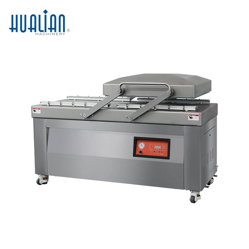 HVC-720S-2B-G Multi Functional Double Chambers Food Vacuum Skin Packaging Sealing  Machine for Meat Grain