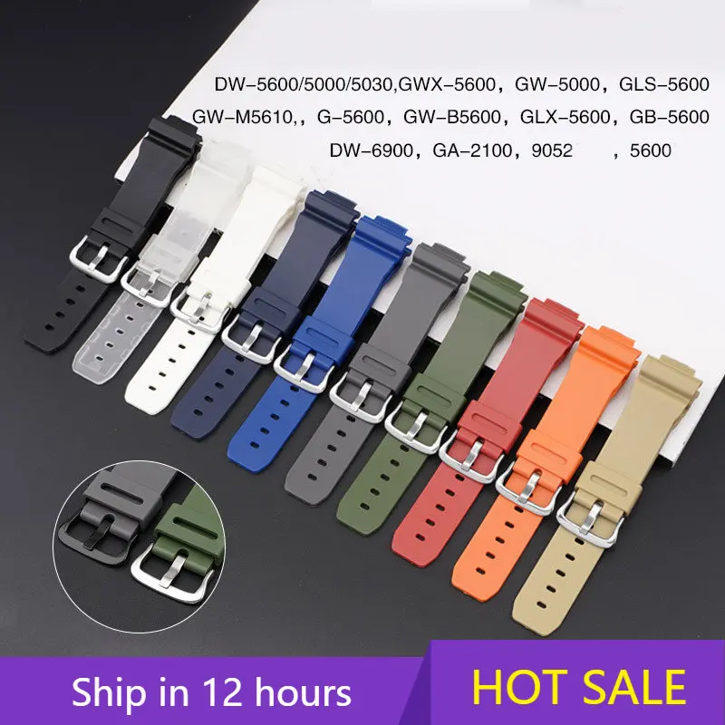 16mm Rubber Resin Strap For Casio G-Shock DW5600/6900 Series Men Women Color Sports Waterproof Watch Accessories