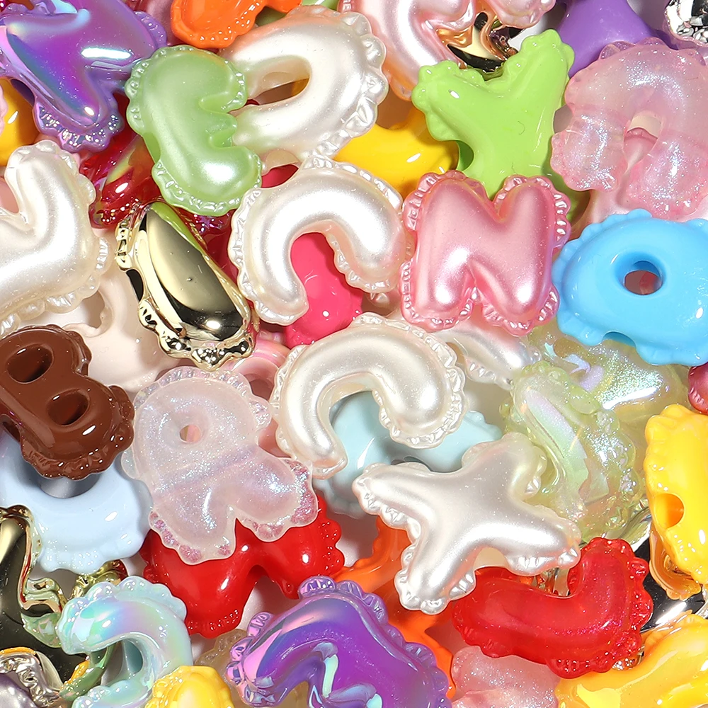 10pcs Balloon Wavy Edge Random Mixed Letters Acrylic Beads Loose Spacer Bead For Jewelry Making Bracelets Phone Chain DIY view 4