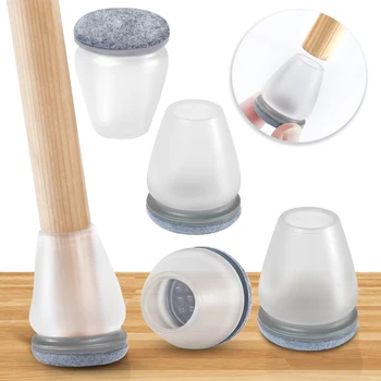 Protectores de suelo para patas de silla, color gris, con almohadillas de fieltro gruesas, cubierta de silicona para pies de muebles, pies de mesa, protege los suelos, 16 Uds.