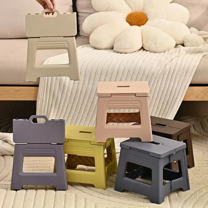 Lightweight Folding Step Stool Multi Purpose Handheld Thickened Footstool Non-Slip Plastic Small Benches KitchenHot Sale image 2