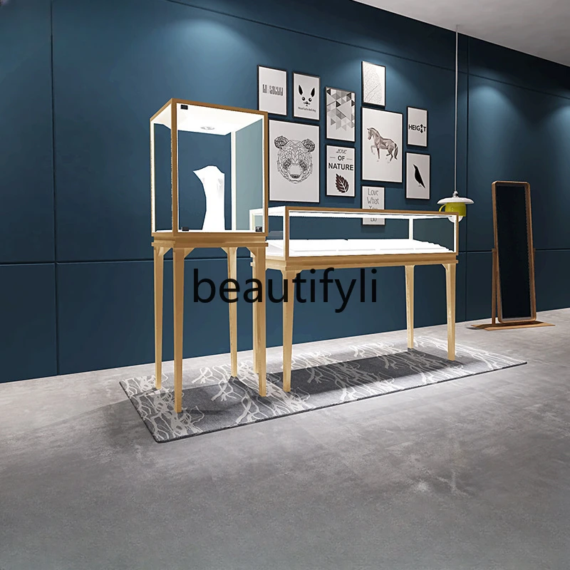 yj7 Customized glass jewelry display, jewelry display stand, jade antique display case, museum jewelry display stand