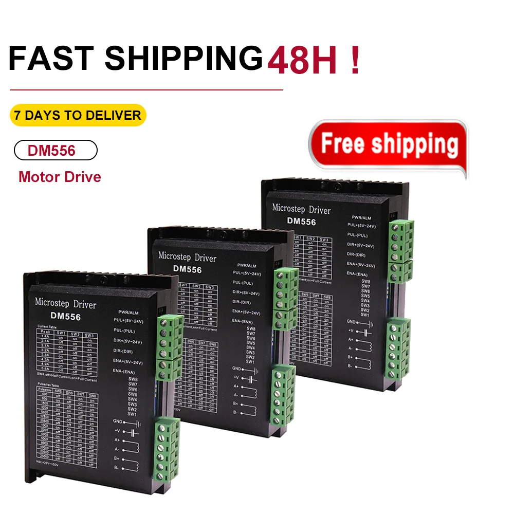 3pcs DM556 2-phase Digital NEMA23 NEAM34 Stepper Motor Driver 42/57/86 Stepping Motor Driver For CNC