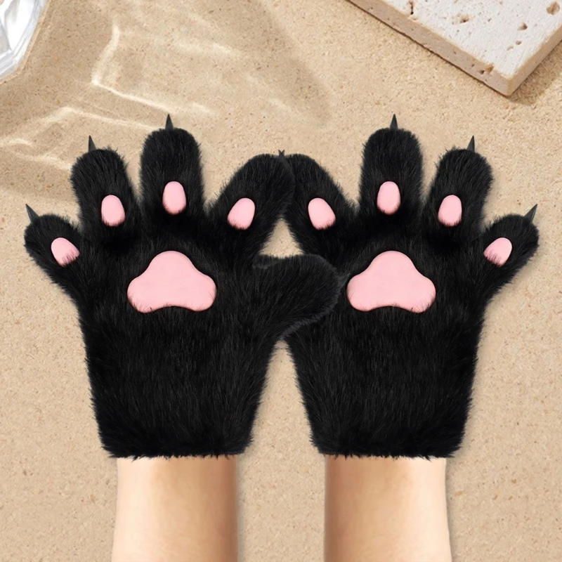 Winter Warm Cats Paws Gloves Anime Costume Cosplay Paws Hand Gloves Theme Party Handwear Animation Roleplay Handwear