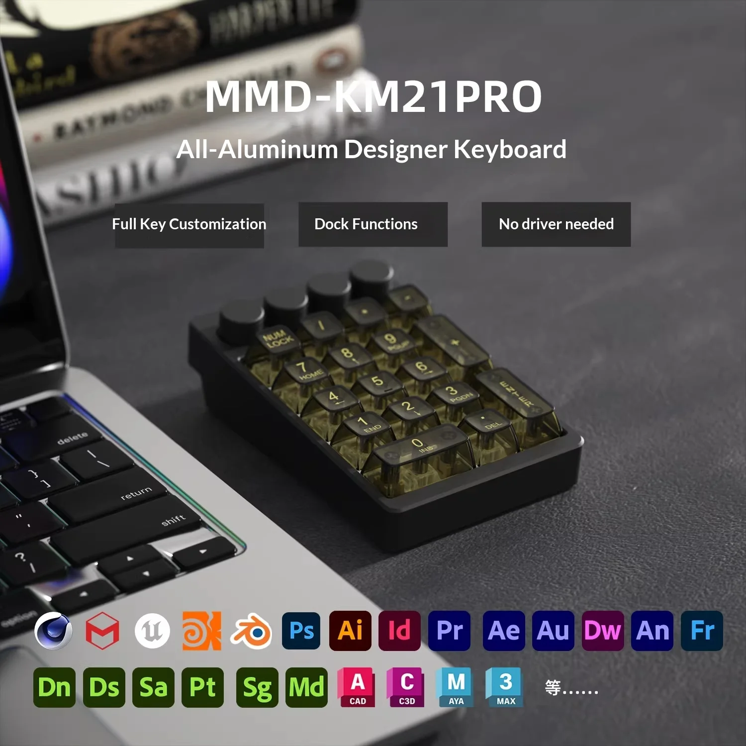 MMD KM21Pro Mechanical Keyboard Full Key Hot Plug Dual USB 32.0 HUB Numeric Keypad Simple And Light Weight Pc Accessories Gifts