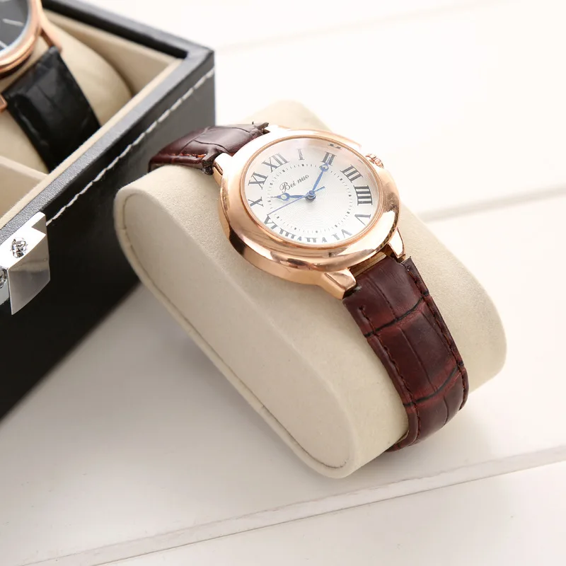 DELESYS 4 مواضع صندوق ساعة PU مع قفل صندوق تخزين الأدوات المنزلية للساعات صندوق تخزين التحف 4 مواضع