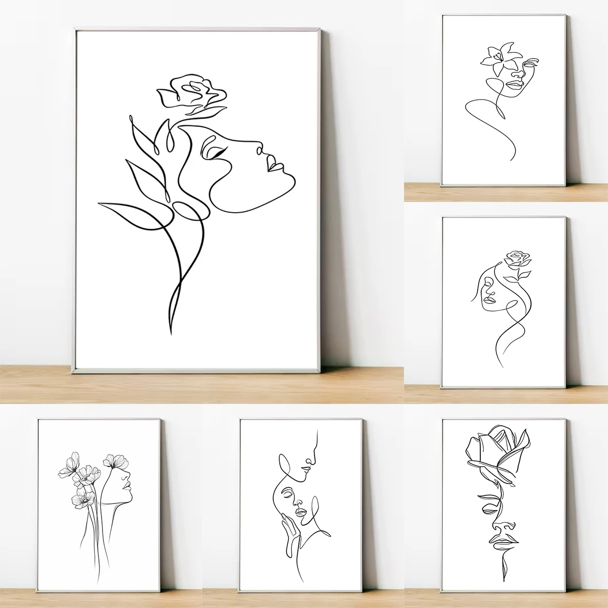 

Girl Flowers Poster Pictures Wall Decor Room Aesthetic Art Mural Interior Posters For Home Decoration Ornaments Vintage Bedroom