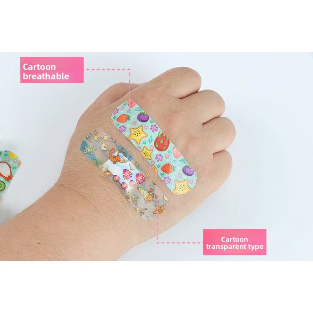 Cartoon Band Aid Transparent Waterproof Hemostatic Patch Medical Invisible Band Adhesive Wholesale Children's Wound 100 Tablets