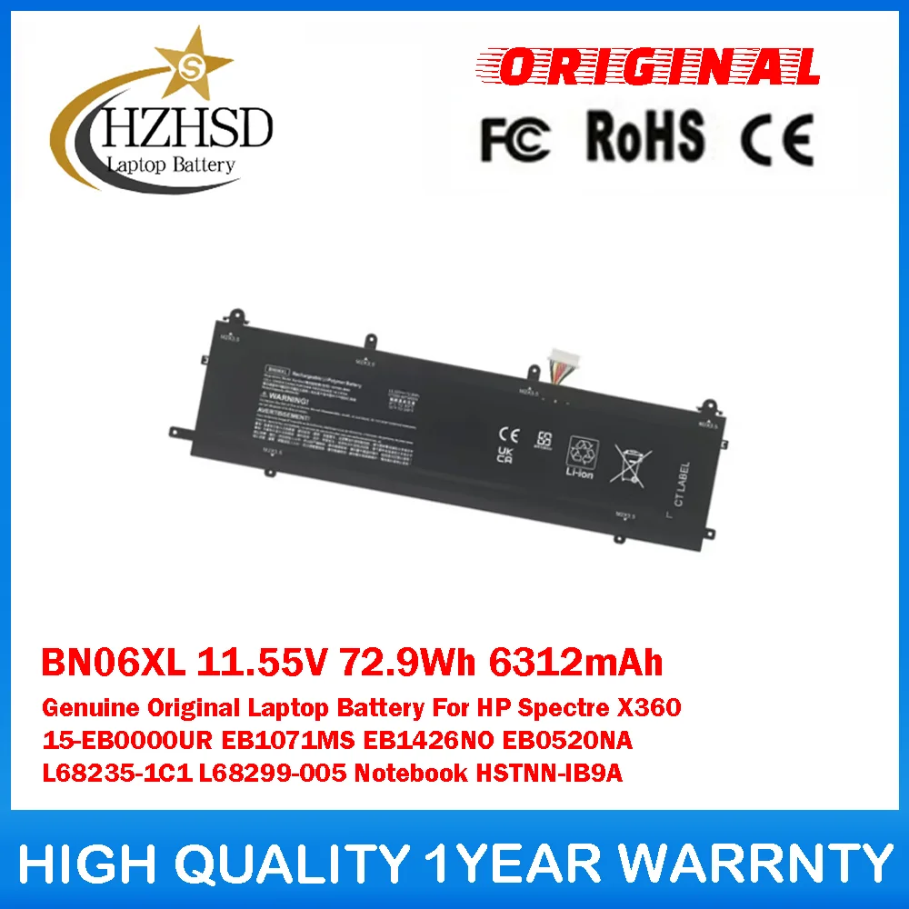 

BN06XL 11.55V 72.9Wh 6312mAh Genuine Original Laptop Battery For HP Spectre X360 15-EB0000UR EB1071MS EB1426NO EB0520NA Notebook