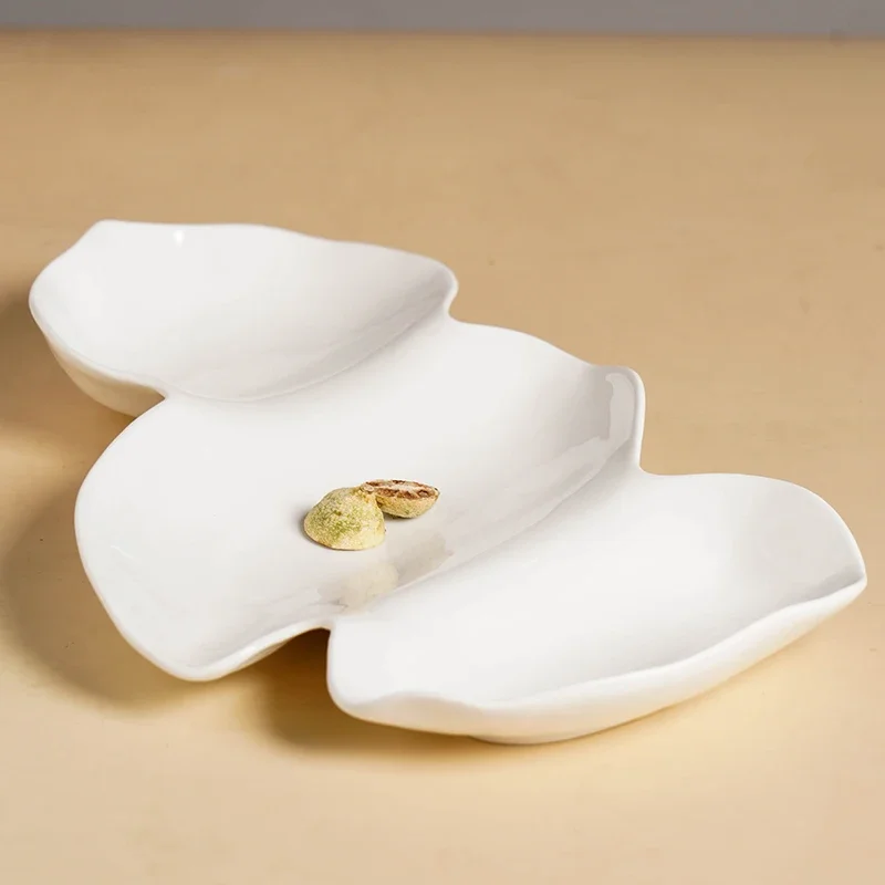 

Irregular Ceramic 3 Grid Plate Snack Dessert Plate Restaurant Sashimi Plate Sushi Plates Serving Plates Creative Tableware