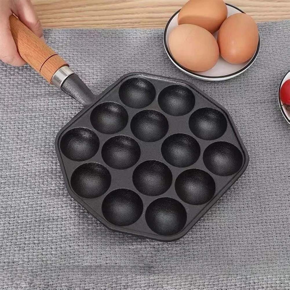 

14 Holes Cast Iron Takoyaki Grill Pan Nonstick Frying Pan Octopus Ball Maker Plate Cooking Baking Forms Mold Camping Cookware
