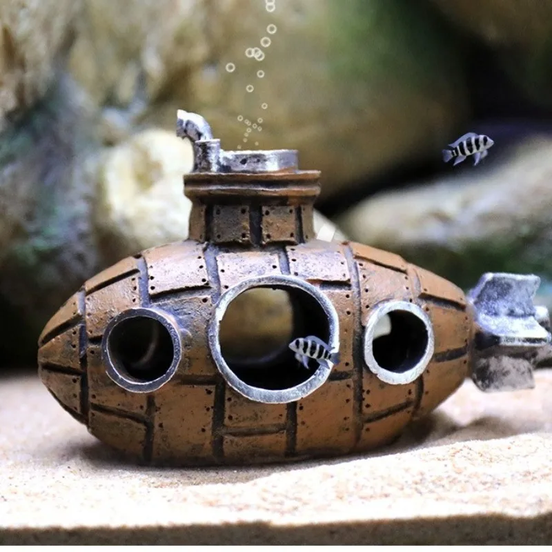 الراتنج الغواصة الحلي حوض للأسماك الديكور الأسماك الروبيان المأوى كهف المناظر الطبيعية اكسسوارات لخزان الأسماك حوض السمك #2