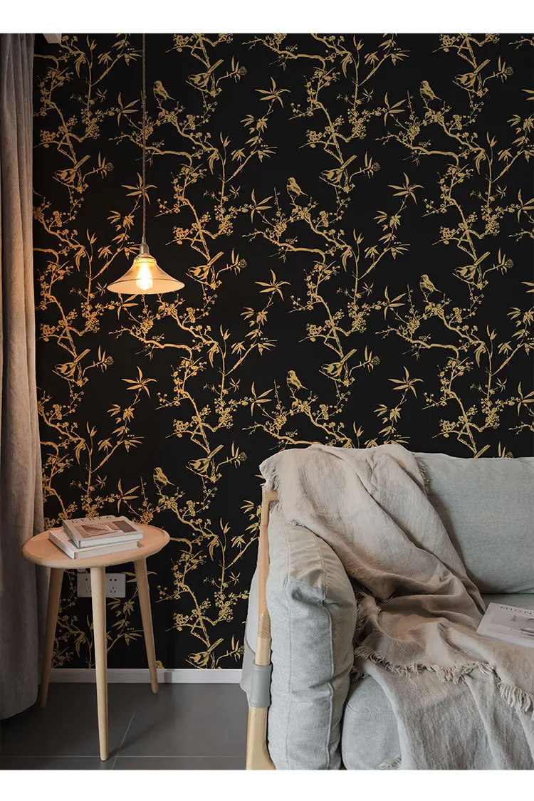 Peel and Stick Bird Floral Wallpaper Removable Self Adhesive Vintage Tropical Wall Paper Home Decorative Contact Paper