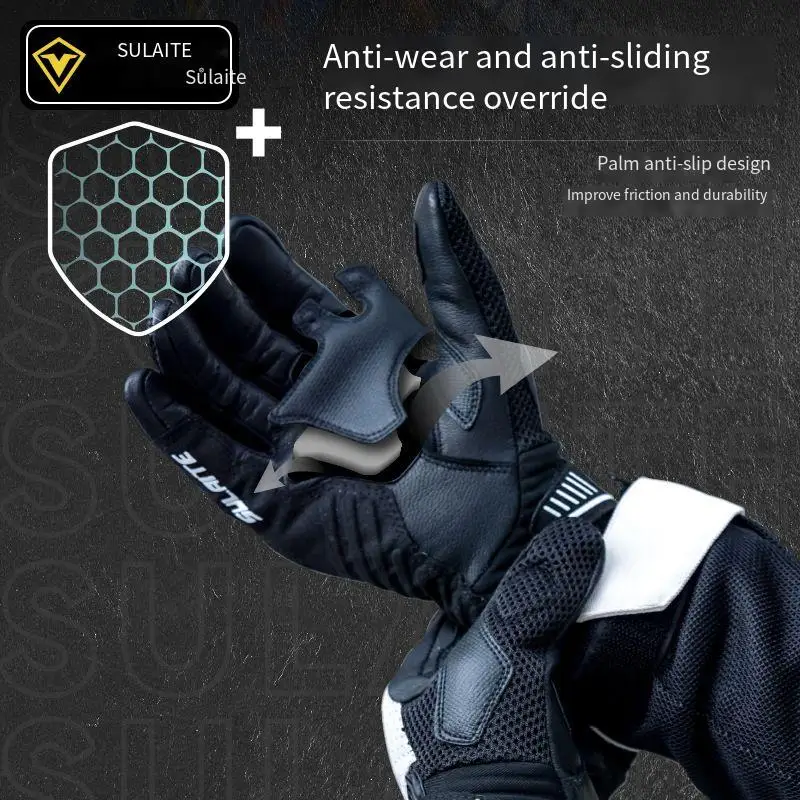 

Summer Cycling Gloves, Full Finger Motorcycle Gloves - Breathable Mesh & Padded Palm for Men Women