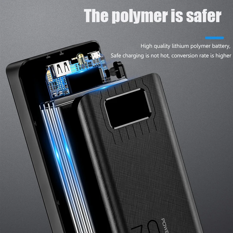 30000mAh/40000mAh PowerBank External Battery PoverBank 2 USB LED 30000mAh Type-c PortableCharger Power Bank For OnePlus Xiaomi