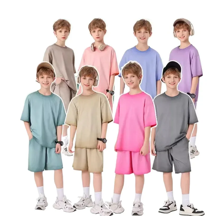 

2pcs Kids Outfits Set Cotton T-Shirt Shorts Loose Casual Children's Clothing Set Summer Fashion Streetwear Boys Girls Costumes