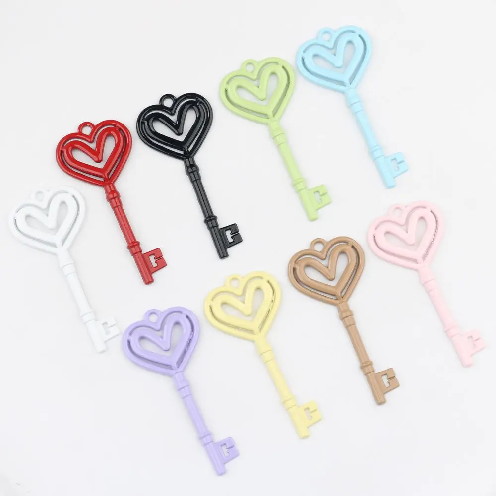 

10Pcs/lot Simple Painted Alloy Heart Key Pendant DIY Jewelry Making for Necklace Bracelet Earrings