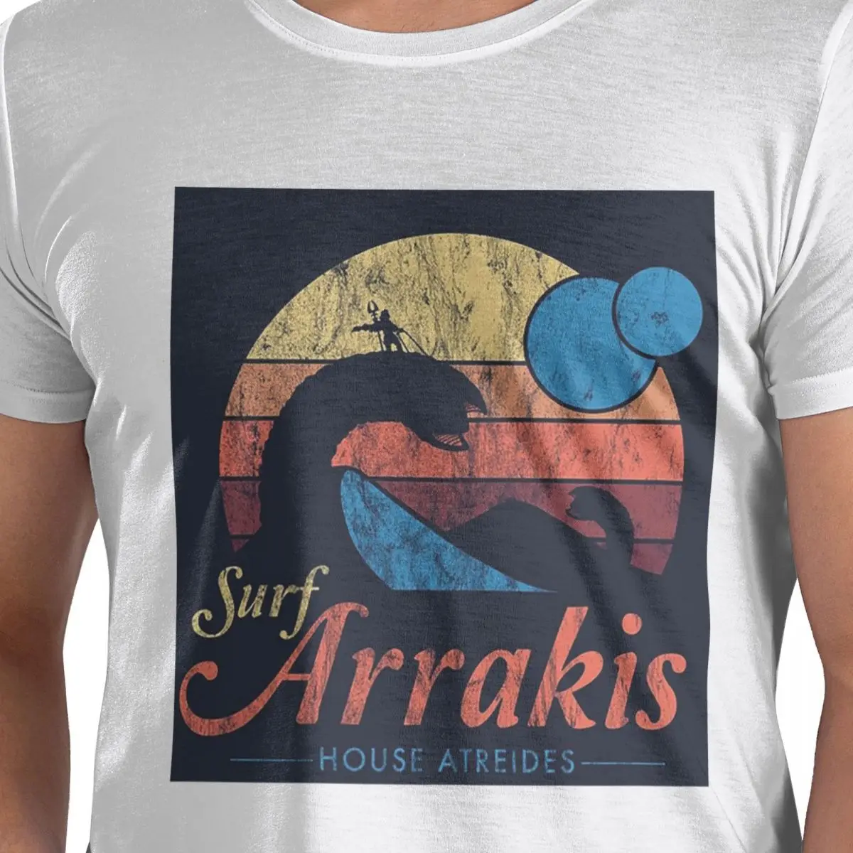 

Visit Arrakis Distressed Surf Dune Sci Fi 100% Cotton T-Shirt Men's Oversized T Shirts Men Crew Neck Short Sleeve S-6XL