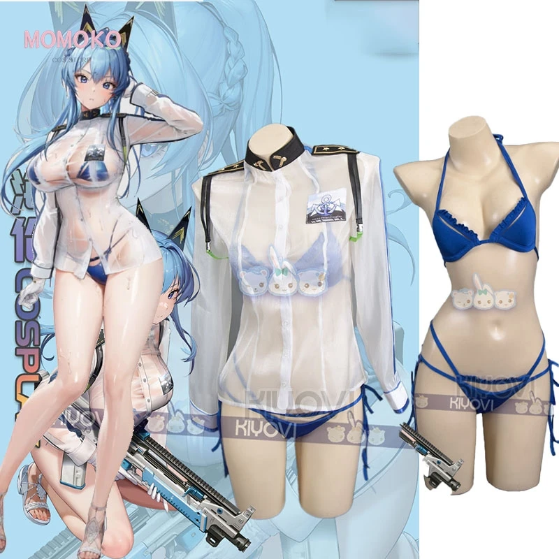 NIKKE-Costume de Cosplay Aigue-Marine pour Femme, Uniforme de Bikini Sexy, Tenue de ixd'Halloween, la Déesse de la VicQuantité