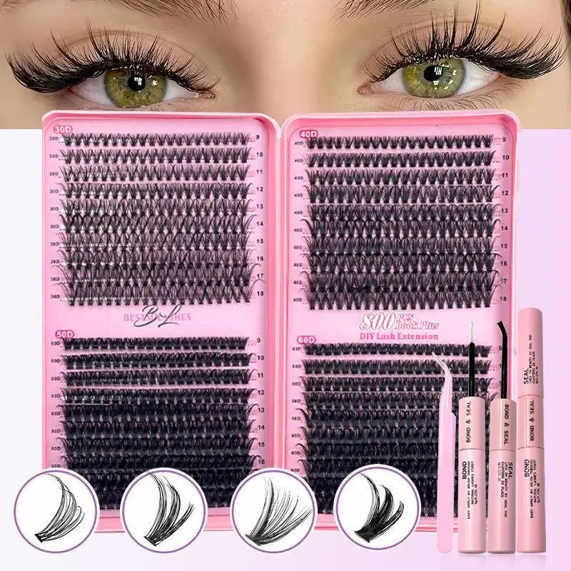 9-18mm DIY Clusters Lashes 30D40D50D60D Eyelash Extension Dovetail Segmented Lashes Individual Eyelashes With Lash Glue Remover