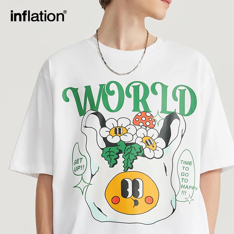 INFLATION Funny Graphic Cotton TShirts Unisex Cotton Oversized Tees