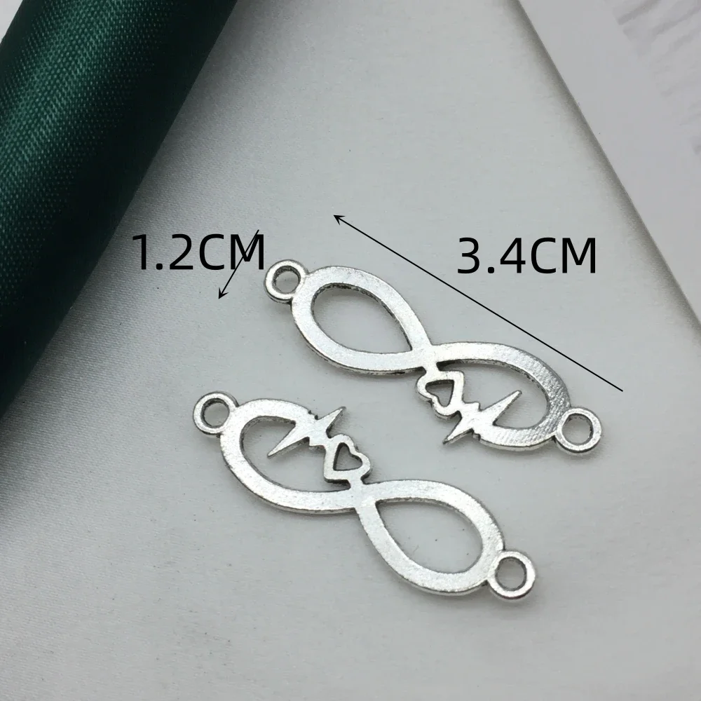 5 قطعة فضية اللون الرجعية الجوف لانهائي عدد 8 القلب ECG سحر ل قلادة سوار صنع DIY بها بنفسك العثور على المجوهرات الإكسسوارات