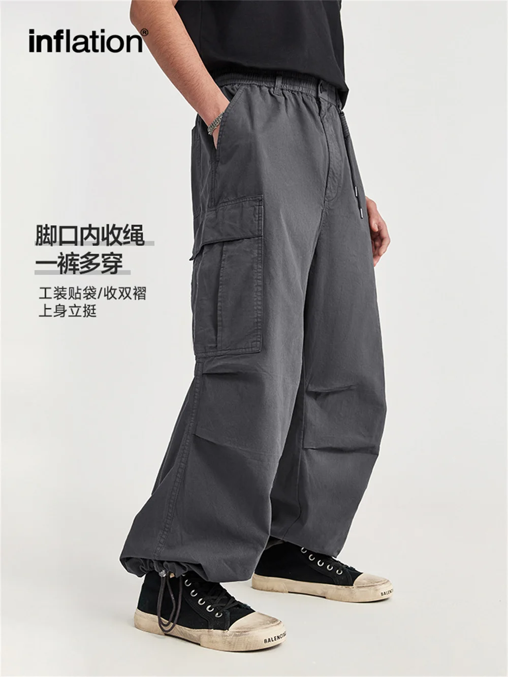 Ready-to-wear washed wide-leg overalls 2024 spring/summer new street multi-pocket loose casual pants for men