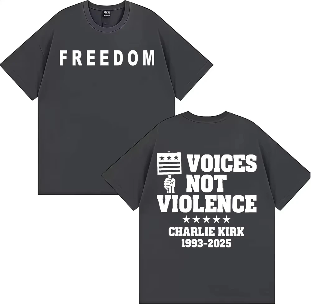 찰리를 위한 기도, 폭력 대신 자유를 위한 목소리 티셔츠, 찰리 커크 티셔츠 남녀 공용 캐주얼 100% 면 티셔츠 스트리트웨어