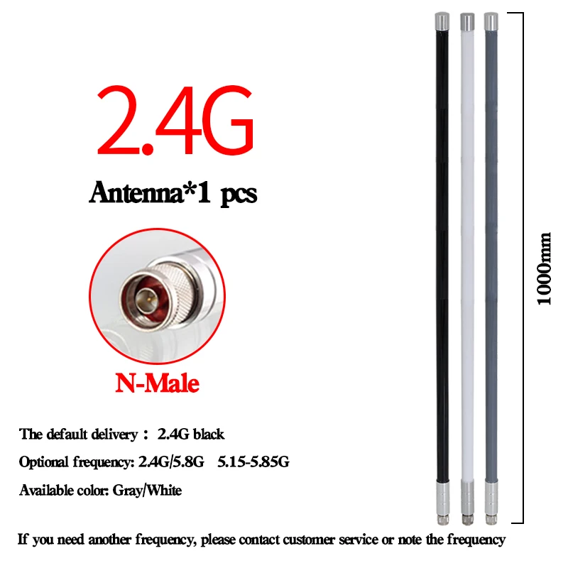 Outdoor Waterproof Fiberglass Antenna, Wireless Network Card, WiFi Router, Remote Enhanced Signal, N Head, Zigbee, 2.4G, 2.4GHz